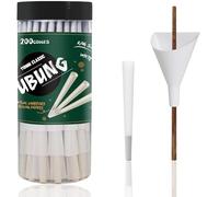 UBUNG 200 Pcs White Cones, White King Size Pre Rolled Cones with Tips, Slow Type White Rolling Paper Cones, Including 1 Funnel Cone Loader and 1 Push Rod