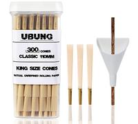 UBUNG Brown Cones, 300 Pcs King Size Brown Pre Rolled Cones With Tips, Slow Type Rolling Paper, Length 4.25 in / 108 mm, Including 1 Cone Loader And 1 Push Rod