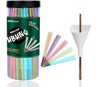 UBUNG Rainbow CONES, 200 Pack, King Size Colorful Pre Rolled Cones With Tips, Slow Type Rolling Paper, Length 4.25 in / 108 mm, Including 1 Cone Loader And 1 Push Rod