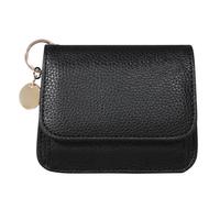 Ubxvamm Korean Styles Coin Purse PU Leather Change Purse Solid Color Small Wallet Short Purse Card Holder Trifold Wallet, Black, as the picture shows