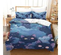 UBZKJDEUI Cute Cat 3D Printed Duvet Cover Set 3 Pieces Bedroom Bed Bedding Set Soft Microfiber with Zipper Closure,Pillowcases for Kids Girls Boys Adults Bedroom Single(140x200cm)