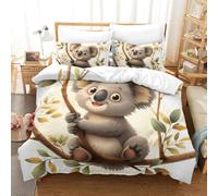 UBZKJDEUI Koala 3D Printed Quilt Cover 3 Pieces Bed Duvet Set Soft Microfiber with Zipper Closure,Pillowcases for Kids Girls Boys Adults Bedroom King(220x240cm)