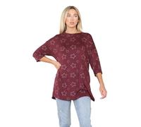 UC Ex Curve Clothing 3/4 Sleeve Jumpers for Women UK, Star Print Women's Jumpers Plus Size Clothes Ladies Jumpers Maroon
