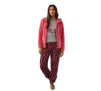 UC Ex High Street Brand 3 Piece Ladies Pyjamas, Fleece Womens Pyjamas Cotton Pjs for Women Sets Floral Zebra Print Lounge Wear Sets for Women UK Pink