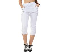 UC Ex High Street Brand Capri Pants for Women UK, Ladies Cropped Trousers Three Quarter Length Pull On White
