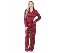 UC Ex High Street Brand Check Print Pyjamas for Women UK, Pjs for Women Sets Cotton Ladies Pyjamas Button Women's Nightwear Revere Collar