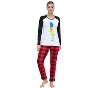 UC Ex High Street Brand Long Sleeve Pyjamas for Women UK, Ladies Simpsons Cotton Pjs Nightwear Loungwear White