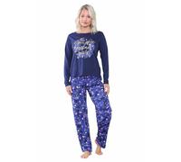 UC Ex High Street Brand Navy Cotton Pyjamas for Women - Snowflake Print Long Sleeve Pjs Set - Ladies Nightwear