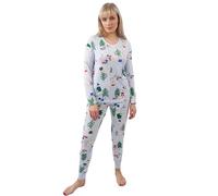 UC Ex High Street Brand Pyjamas for Women Navy Cotton Ladies Pyjamas Snowflake Print Pjs Set Long Sleeve Women's Nightwear