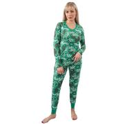 UC Ex High Street Brand Pyjamas for Women Navy Cotton Snowflake Print Long Sleeve Nightwear Set Ladies PJs