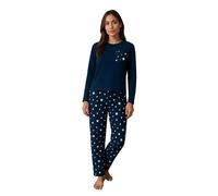 UC Ex High Street Brand Winter Fleece Ladies Pyjamas, Soft Womens Pyjamas Long Sleeve Christmas PJs for Women Sets Loungewear Blue
