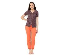 UC Ex High Street Brand Womans Pyjamas Set, Ladies Button Front Cotton Pjs Nightwear Orange