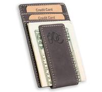 UC Leather Company Full-Grain Leather Front Pocket Wallet with RFID Protection, Slim Design, Multiple Card Slots, Aztec Brown Black, Black, Minimalist