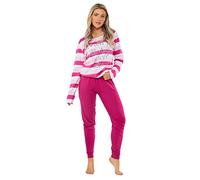 UC Womens Ex High Street Brand Cotton Pyjama Set Ladies Striped Lounge Wear PJs Nightwear (14, Pink)