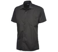 Poplin Half Sleeve Shirt Poplin Uneek Clothing Black 19.5 in