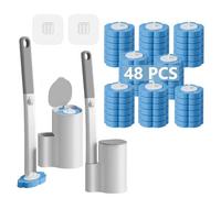 Ucaimao Disposable Toilet Brush 2 Pack, Toilet Brush and Holder Set with 48 Cleaner Refills and Extended Handle for Toilet Bowl Cleaners,Bathroom Cleaning,Sink,Bathtub,Floor - Blue (Ocean Fresh Scent)