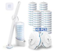 Ucaimao Disposable Toilet Brush and Holder Set with 48 Toilet Cleaner Refills，Toilet Wand Kit with Replacable Head Disposable Toilet Cleaning System for Toilet Bowl，Bathtub，Sink，Bathroom - White