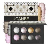 UCANBE 8 Color High-Intensity Baked Shimmer Eyeshadow Palette - Metallic Diamond-Like Shimmer, Highly Pigmented, Smooth & Blendable Formula for Dramatic & Radiant Eye Makeup (03 All Metallic)