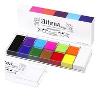 UCANBE Athena Basic Face Body Paint Oil Palette, 12 Color Large Black White Professional Face Painting Makeup Kit, Facepaint Pallet for Halloween SFX Party Art Stage Costume Cosplay Clown Goth Make Up