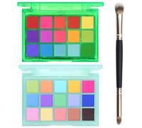 UCANBE Colorful Eyeshadow Palette Makeup Set, 2pcs 15 Shades Matte Shimmer Vibrant Neon Rainbow Pastel Eye Shadow Pallet with Soft Double Ended Brush, Summer Vibe Pigmented Blendable Eye Make Up Kit