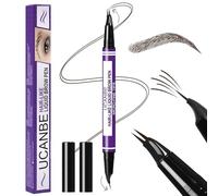 UCANBE Eyebrow Pen, Dual-Curved Eyebrow Pencils for Women, 2-in-1 Brow Pencil with 2-Fork-Tip & Precise Brush-Tip for Natural Hair-Like Brows, Waterproof Microblading Brow Pen Last 24Hrs(Black Brown)