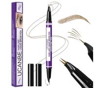 UCANBE Eyebrow Pen, Dual-Curved Eyebrow Pencils for Women, 2-in-1 Brow Pencil with 2-Fork-Tip & Precise Brush-Tip for Natural Hair-Like Brows, Waterproof Microblading Brow Pen Last 24Hrs(Light Brown)