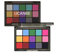 UCANBE Halloween Makeup Palette, 15 Colors Matte Black White Red Blue Green Purple Pink Eye Shadow, High Pigmented Blendable Bright & Dark Shade Pallet for Cosplay SFX Costume Stage Parties