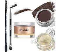 UCANBE Waterproof Eyebrow Gel + Eyebrow Styling Wax 2 in 1 Makeup Kit with 2 Pcs Dual-ended Adjustable Freely Eyebrow Brush Makeup Long Lasting Eyebrows (05 Gel/Dark Brown Pomade)
