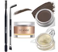 UCANBE Waterproof Eyebrow Gel + Eyebrow Styling Wax 2 in 1 Makeup Kit with 2 Pcs Dual-ended Adjustable Freely Eyebrow Brush Makeup Long Lasting Eyebrows (04 Gel/Black Brown Pomade)