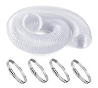 UCandy 2.5" x 10' Heavy PVC Dust Collection Hose, Flexible Clear Debris and Fume Collection Hose with Stainless Steel Hose Clamps for Dust Collectors with 2 1/2" Ports Great for Shop Vacuums