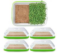 UCandy Pack 4 Seed Sprouting Tray with lid, Hemp Fiber Grow Mat,Seed Sprouting Tray Kit, Soil-Free Wheatgrass Tray Microgreens Growing Kit,Hydroponic Growing Pad for Microgreens