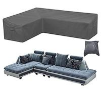 UCARE Garden Furniture Covers L-Shape Sofa Furniture Waterproof Cover 420D Heavy Duty Oxford Fabric Outdoor Patio Sectional Couch Rattan Corner Sofa Table Chair Protection with Storage Bag