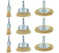 Ucatcher 9-Piece Wire Brush Set for Drill - 1/4" Hex Shank High Carbon Steel Wheel Cup Pen Attachments for Rust Removal, Cleaning Metal, Paint, Wood