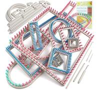 UCDRMA Upgraded Large Adjustable Loom Knitting Kit with Removable-pegs, Up to 132 Sizes & Shapes Weaving Knitting Loom for Blankets/Scarves/Hats, Beginners Infinity Crochet Loom Kit with Instructions