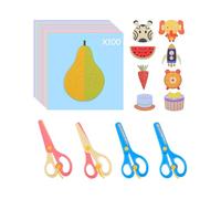 UCEC 104-Piece Craft Scissors Set - 4 Shears & 100 Coloured Paper Cut-Outs