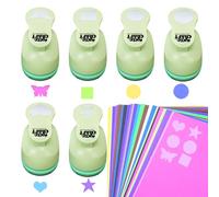 UCEC Craft Hole Punch Set, 6 Pcs 1 Inch Paper Punch & 30 Craft Cardstock, Punches for Crafting - Circle, Lace Circle, Heart, Star, Square, Butterflie, Scrapbooking Punches for DIY, Card Making, Album