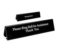 UCEC Office Sign, Black Acrylic Receptionist Desk Sign, 'Please Ring Bell for Assistance Thank You', Simple Professional Style, 7.8" x 2"