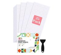 UCEC Transfer Tape for Vinyl, 25 Pack Clear Transfer Paper for Cricut Joy, Medium Tack Red Grid Vinyl Transfer Tape with 1 Scraper - Pre-cut Sheets 5.5 x 12 in for Stickers, Decals & Permanent Vinyl