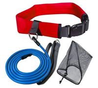UCEDER Swim Tether Stationary Swimming,Swim Resistance Belt, Swim Bungee Training Belt, Pool Swim Trainer Belt Harness,Great for Swim Training & Exercise（Red
