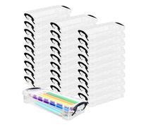 UCEHIPAW 28 Pcs Large Capacity Plastic Pencil Box Clear Plastic Crayon Case with Snap Tight Lid Watercolor Brush Storage Organizer Container for Classroom Art Studio (Black)