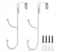 Ucfalfo 2 Pack Over Door Hanger, Overdoor Hook Hanger for Interior Doors 1.5 Inches Thick, Metal Door Hangers for Coats, Towels and Bags, No Drill Storage Solution for Bathroom Bedroom Entryway White