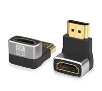 Ucfalfo 2 Pack Right Angle HDMI Adapter 8K, 90 and 270 degree Adapter, HDMI 2.1 Down Angle Male to Female Extension Support 8K@60Hz 4K@120Hz for Wall Mount TV Laptop Roku Stick Monitor DVR Player