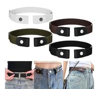 Ucfalfo 4 Pack No Buckle Belt for Men, Invisible Elastic Belt Women Adjustable 20-48 Inch, Stretch Waist Belt for Jeans Trousers, No Show Buckleless Design - Black, Coffee, Grass Green, Denim White