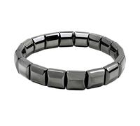 Ucfalfo Hemys Hematite Bracelet, Natural Hematite Bracelet Men and Women, Adjustable Black Elastic Bracelets, Stylish Wrist Jewelry for Work, Travel, Meditation, Gift Giving, Square Shape