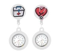 Ucfalfo Nurses Fob Watch, 2pcs Retractable Clip On Nurse Watch with Luminous Hands and Silicone Cover, Hanging Pocket Nurse Watch Fob Watches for Nurses for Hospital Clinic Night Shift Use