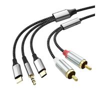 Ucfalfo RCA Cable Audio Adapter 2M, 3 in 1 Aux Cable, 3.5 mm, USB C Cable for Power Amplifier, Hi-Fi Stereo, Car Speaker and Home Theater, High-Fidelity Aux Adapter Compatible with iPhone, Huawe