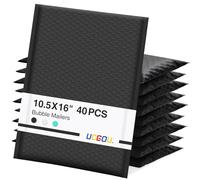 UCGOU Bubble Mailers 10.5x16 Inch 40 Pack Large Padded Envelopes Black Waterproof Packaging Bags for Shipping Self Seal Strong Adhesion Mailing Bubble Envelopes for Jewelry Makeup Supplies