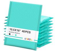 UCGOU Bubble Mailers 10.5x16 Inch 40 Pack Large Padded Envelopes Teal Waterproof Packaging Bags for Shipping Self Seal Strong Adhesion Mailing Bubble Envelopes for Jewelry Makeup Supplies