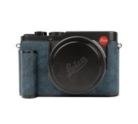 Uchandmade Handmade Genuine Leather Camera Half Case for Leica D-LUX 8 /Leica D-LUX8 Case - Top Layer Cowhide Body + Metal Base Plate+ Hand Shank Design(Dark Blue)