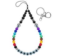 Ucharmbead Chakra Phone Charm Lanyard Cell Phone Wrist Strap Relax Anxiety Natural Healing Beaded Keychain for Women Men, 8mm, Stone, Agate